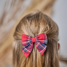 Barrette noeud papillon tartan rouge