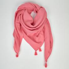 Foulard pompon gaze pois or rose sorbet