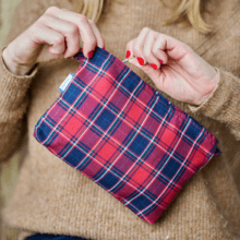 Pochette tissu tartan rouge