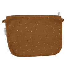 Pochette tissu gaze pois or caramel