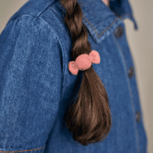 Petite barrette mini bonbon gaze pois or rose blush