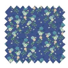 Tissu coton au mètre ex2446 bouquet retro bleu