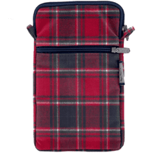 Pochette téléphone matelassée tartan rouge