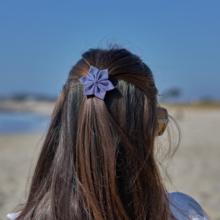 Barrette fleur étoile jean fin