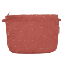 Pochette tissu gaze pois or rose blush