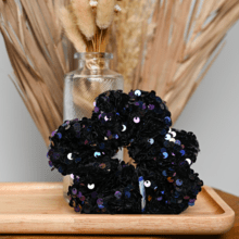 Chouchou sequins violet noir