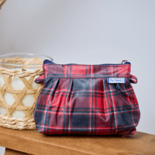 Mini pochette plissée tartan rouge