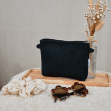 Mini pochette tissu velours côtelé noir