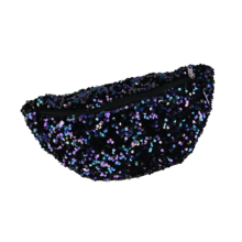 Petit sac banane sequins violet noir