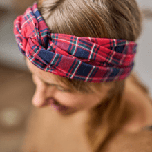 Bandeau croisé tartan rouge