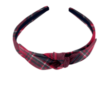 Serre-tête noeud tartan rouge