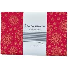 Coupon tissu 1 m ex2448 flocon de noel or rouge