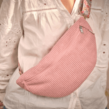 Sac banane velours côtelé rose blush