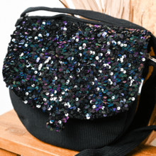 Rabat petite besace sequins violet noir