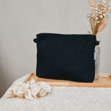 Pochette tissu velours côtelé noir