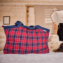 Sac cabas moyen tartan rouge