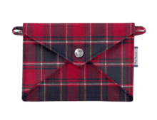 Petite pochette enveloppe tartan rouge