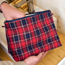 Trousse de toilette tartan rouge