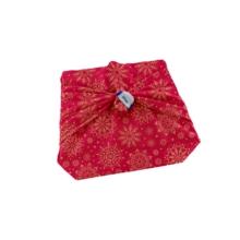 Furoshiki petit 35 x 35 cm ex2448 flocon de noel or rouge