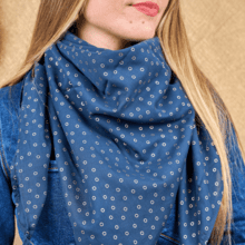 Foulard pompon bulle bronze marine