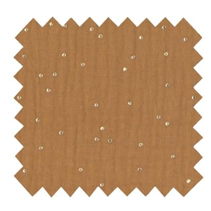 Tissu gaze pois or caramel