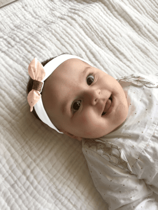 Bandeau bébé / enfant en velours rose - 0 à 6 mois