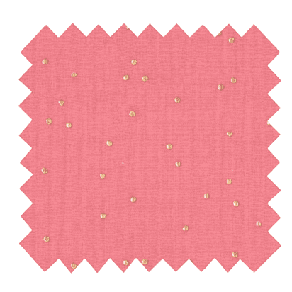 Tissu gaze pois or rose sorbet